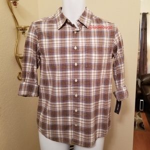 Cherokee Brown, Cream, Blue Plaid